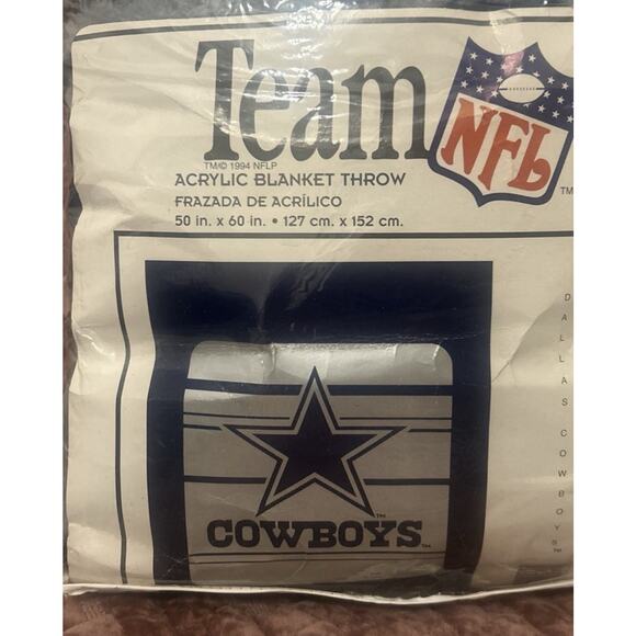 Vtg 1994 Dallas Cowboys Plush Throw Fleece Blanket Team NFL 60”X50” Blue NOS NWT - Picture 2 of 14